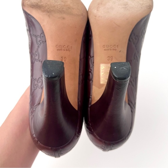 GUCCI | Brown Guccissima Leather Oversized Interlocking GG Logo Pumps Heels 39 - Picture 13 of 14